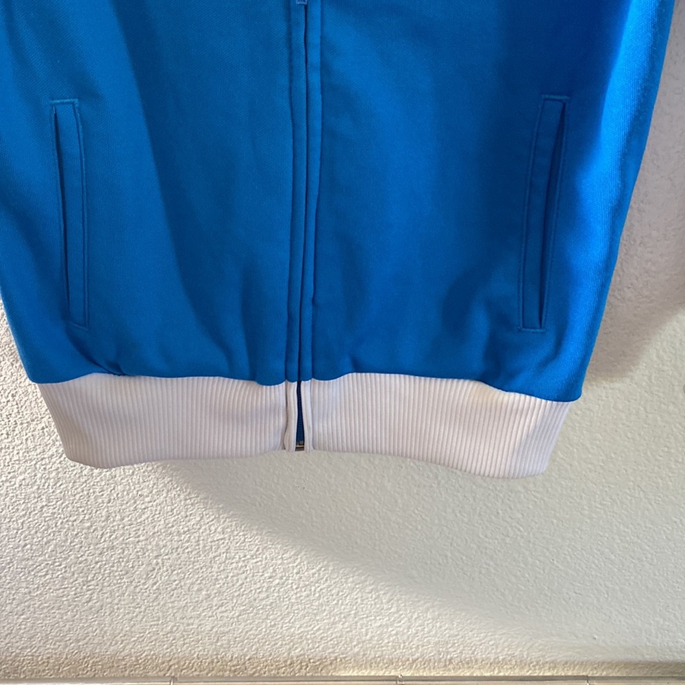 Adidas Sweatshirt Boys Size S Small Full Zip Blue White Logo Pockets - Picture 5 of 12